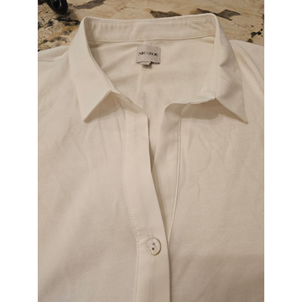NIC+ZOE White Button Down Shirt Long Sleeve Cotton Modal Blend Women's Size L - Picture 7 of 8